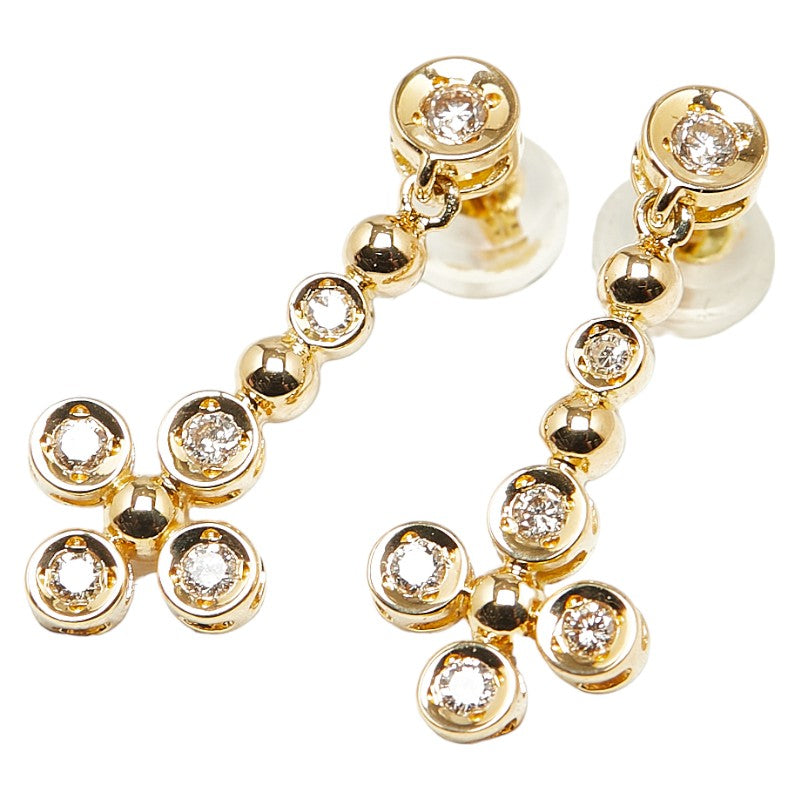 クロス ラインストーン モチーフ ピアス K18YG イエローゴールド レディース 【中古】