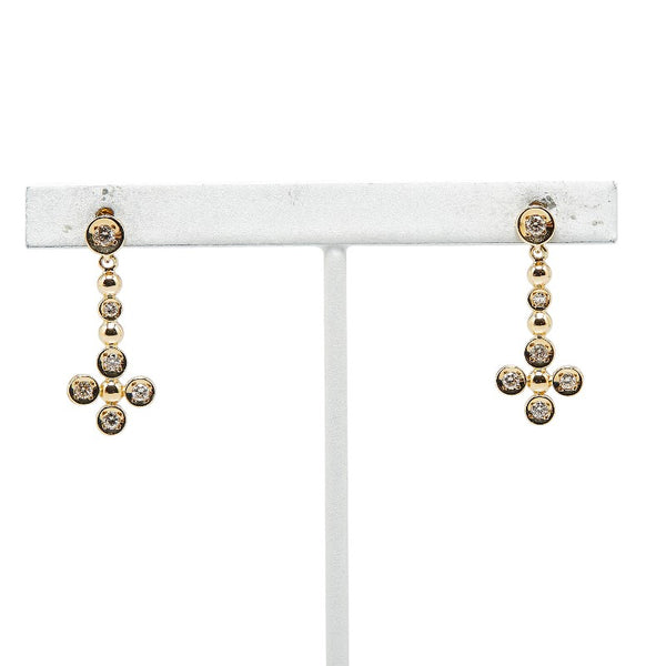 クロス ラインストーン モチーフ ピアス K18YG イエローゴールド レディース 【中古】