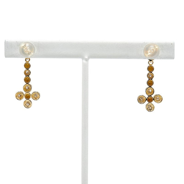 クロス ラインストーン モチーフ ピアス K18YG イエローゴールド レディース 【中古】