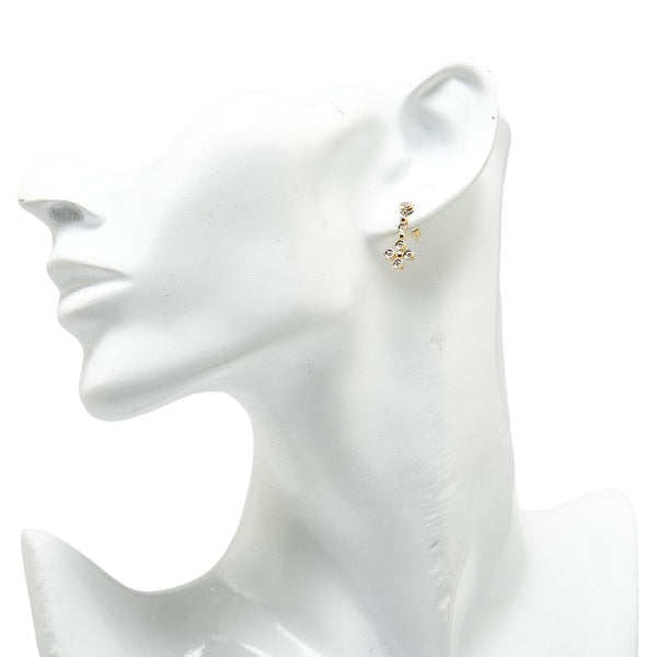 クロス ラインストーン モチーフ ピアス K18YG イエローゴールド レディース 【中古】