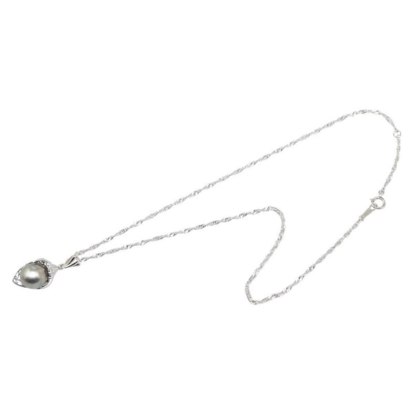 Pt900 プラチナ Pt850 プラチナ ブラックパール約10mm ダイヤ0.04ct ネックレス レディース 【中古】