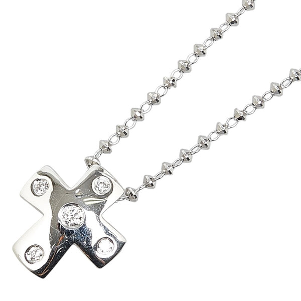 クロス モチーフ ネックレス K18WG ホワイトゴールド レディース 【中古】
