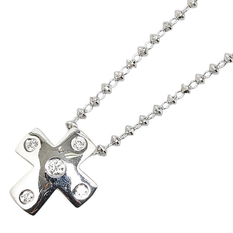 クロス モチーフ ネックレス K18WG ホワイトゴールド レディース 【中古】