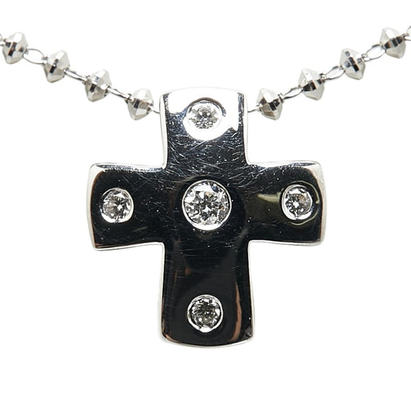 クロス モチーフ ネックレス K18WG ホワイトゴールド レディース 【中古】