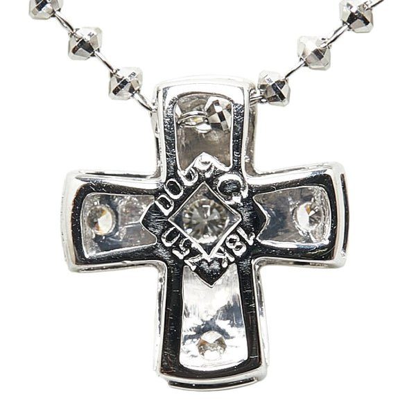 クロス モチーフ ネックレス K18WG ホワイトゴールド レディース 【中古】