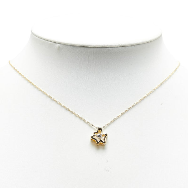 K18YG イエローゴールド ダイヤ0.13ct ネックレス レディース 【中古】