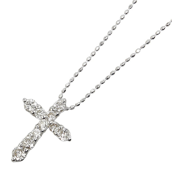 クロス 十字架 ネックレス K18WG ホワイトゴールド レディース 【中古】