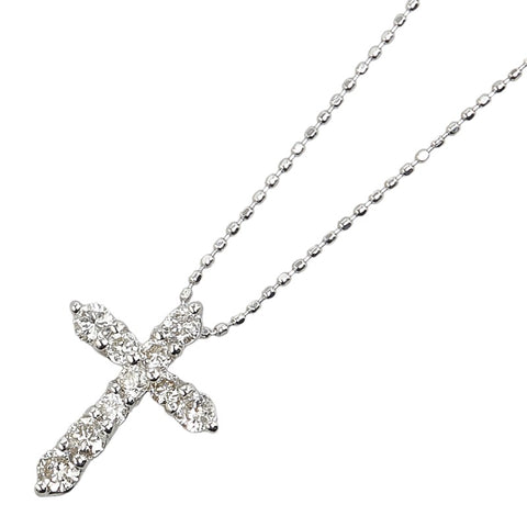 クロス 十字架 ネックレス K18WG ホワイトゴールド レディース 【中古】