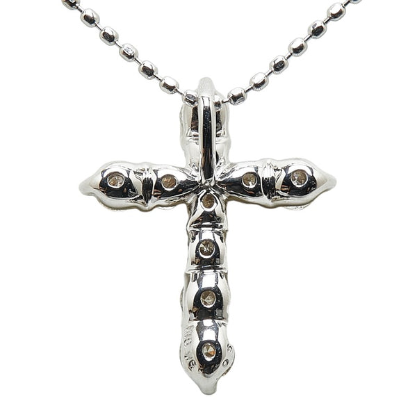 クロス 十字架 ネックレス K18WG ホワイトゴールド レディース 【中古】