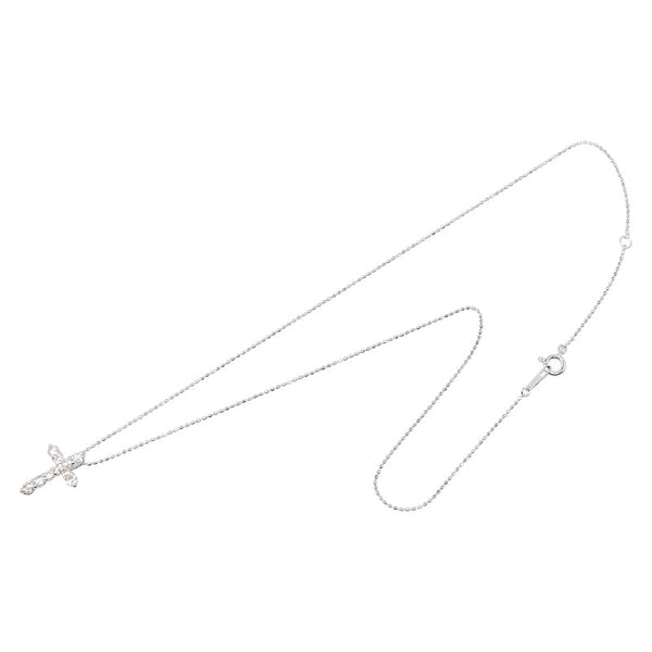 クロス 十字架 ネックレス K18WG ホワイトゴールド レディース 【中古】