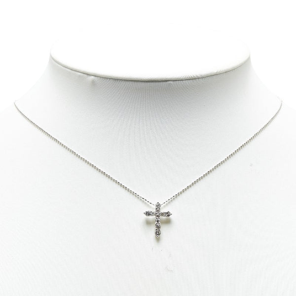 クロス 十字架 ネックレス K18WG ホワイトゴールド レディース 【中古】