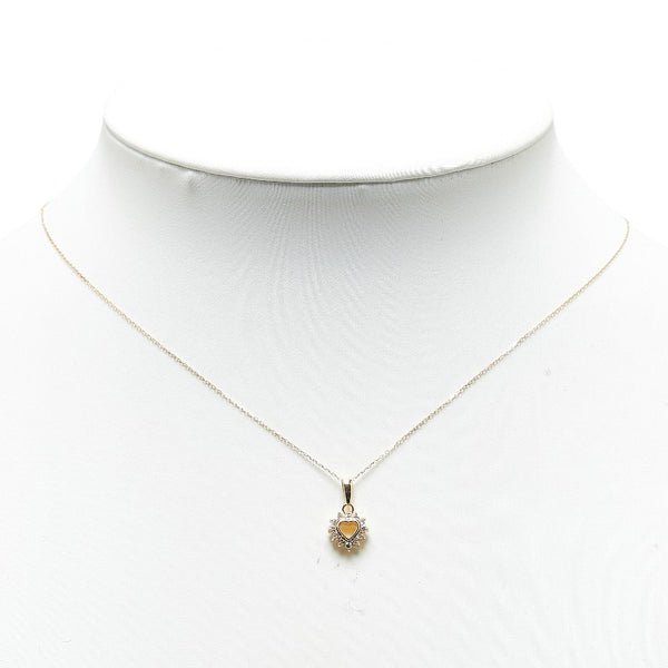 K18YG イエローゴールド ダイヤ0.14ct ハート モチーフ ネックレス レディース 【中古】