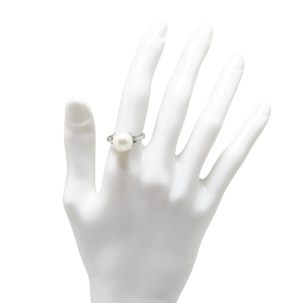 Pt900 プラチナ パール11mm ダイヤ0.16ct リング 指輪 レディース 16号 【中古】