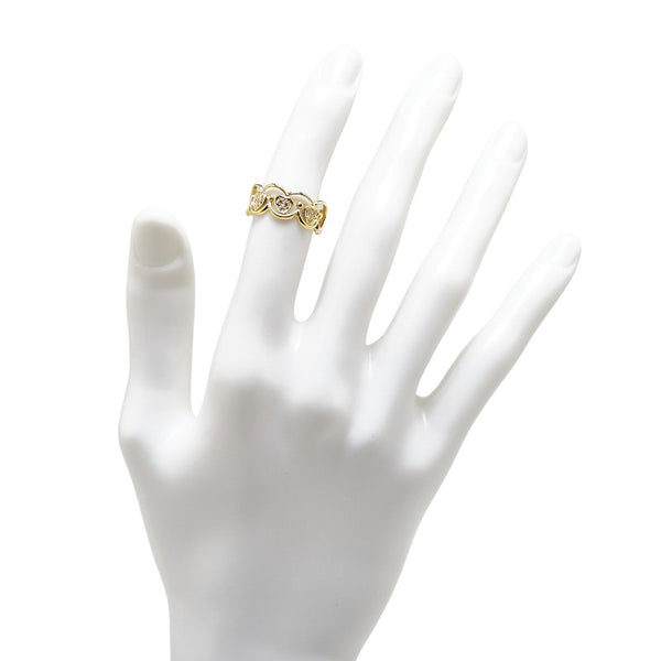 K18YG イエローゴールド ダイヤ0.14ct リング 指輪 レディース 12号 【中古】