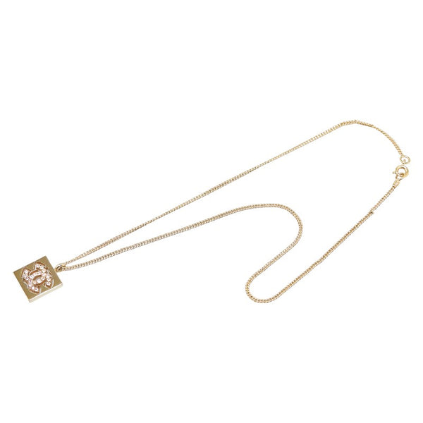 シャネル ヴィンテージ ココマーク ラインストーン ネックレス ゴールド ピンク メッキ レディース CHANEL 【中古】
