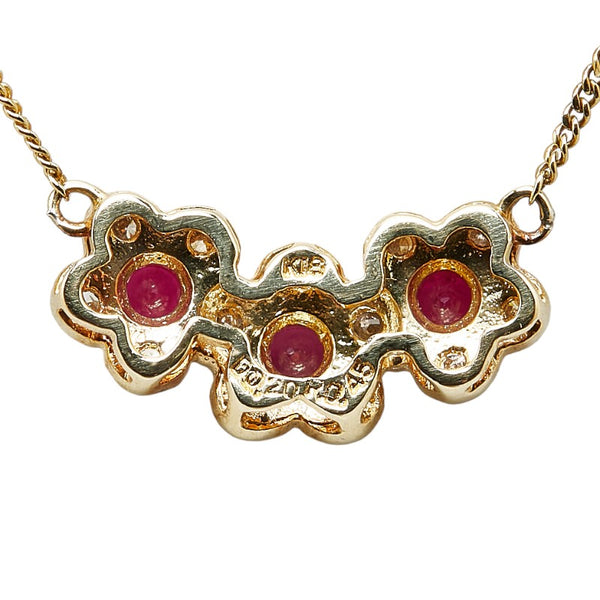 ゴールド レッド K18YG イエローゴールド ルビー0.45ct ダイヤ0.20ct ネックレス レディース 【中古】