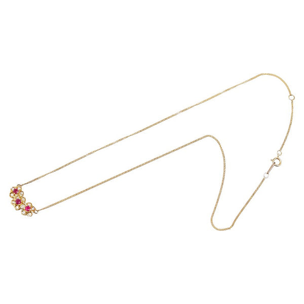 ゴールド レッド K18YG イエローゴールド ルビー0.45ct ダイヤ0.20ct ネックレス レディース 【中古】