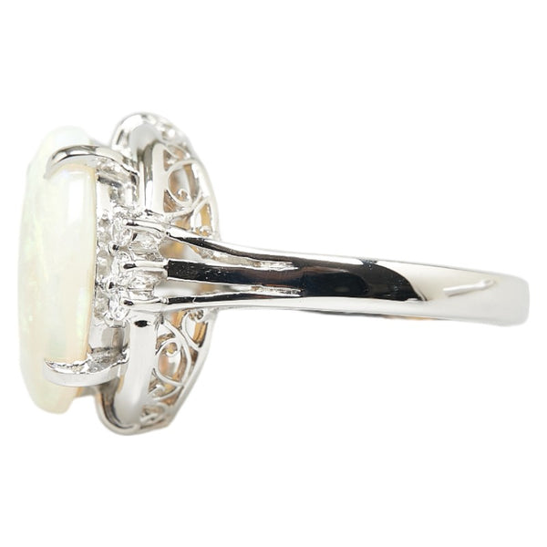 Pt900 プラチナ オパール4.126ct ダイヤ0.12ct リング 指輪 レディース 13.5号 【中古】