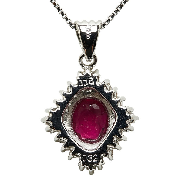 Pt900 プラチナ Pt850 プラチナ ルビー1.18ct ダイヤ0.32ct ペンダントネックレス レディース 【中古】