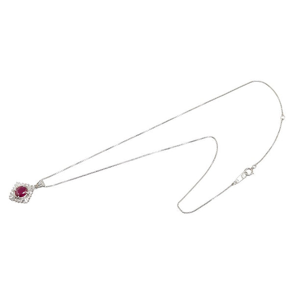 Pt900 プラチナ Pt850 プラチナ ルビー1.18ct ダイヤ0.32ct ペンダントネックレス レディース 【中古】