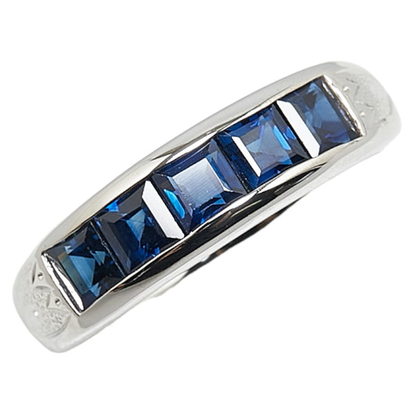 Pt900 プラチナ サファイア1.73ct 一文字 リング 指輪 レディース 11.5号 【中古】