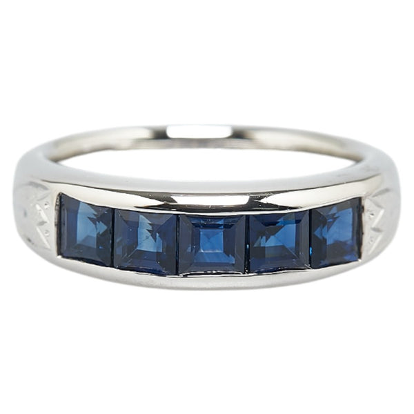Pt900 プラチナ サファイア1.73ct 一文字 リング 指輪 レディース 11.5号 【中古】