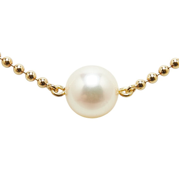 ミキモト K18YG イエローゴールド アコヤパール7.1 プチ ネックレス レディース MIKIMOTO 【中古】