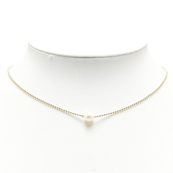 ミキモト K18YG イエローゴールド アコヤパール7.1 プチ ネックレス レディース MIKIMOTO 【中古】