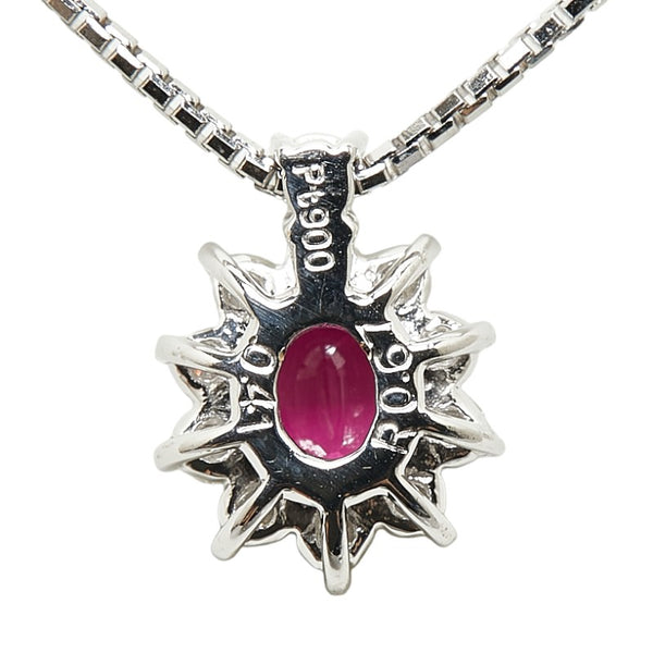 Pt900 プラチナ Pt850 プラチナ ルビー0.67ct ダイヤ0.41ct ペンダントネックレス レディース 【中古】