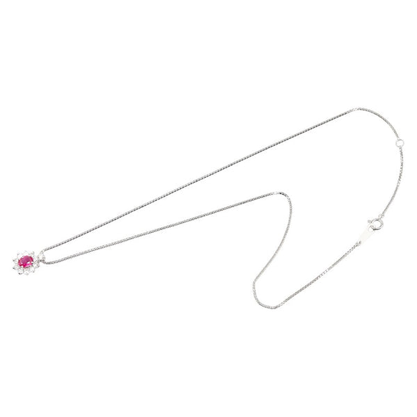 Pt900 プラチナ Pt850 プラチナ ルビー0.67ct ダイヤ0.41ct ペンダントネックレス レディース 【中古】
