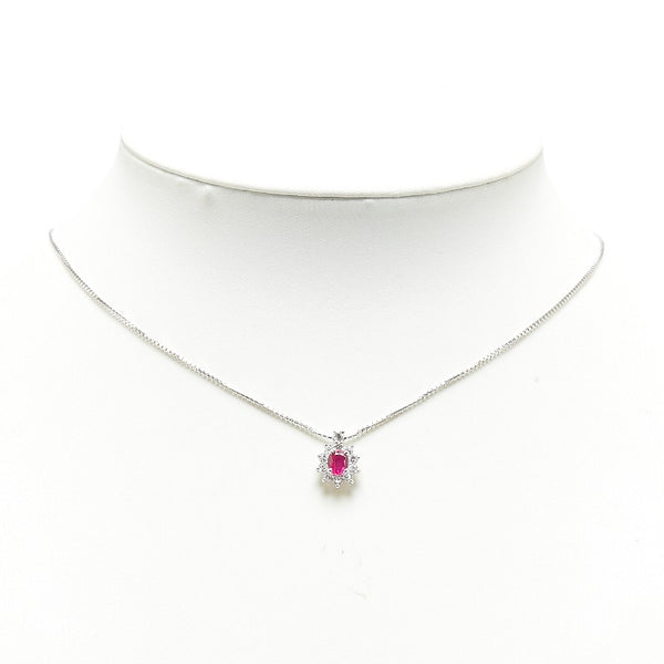 Pt900 プラチナ Pt850 プラチナ ルビー0.67ct ダイヤ0.41ct ペンダントネックレス レディース 【中古】