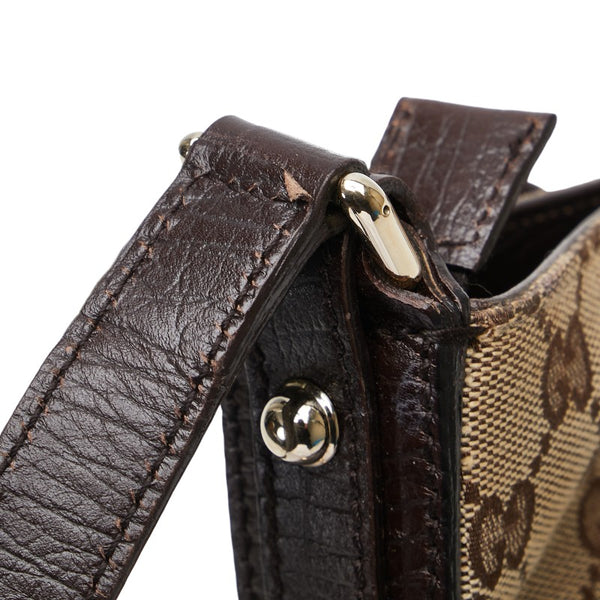 グッチ GGキャンバス ホースビット シェリーライン 斜め掛け ショルダーバッグ 141506 ベージュ ブラウン キャンバス レザー レディース GUCCI 【中古】