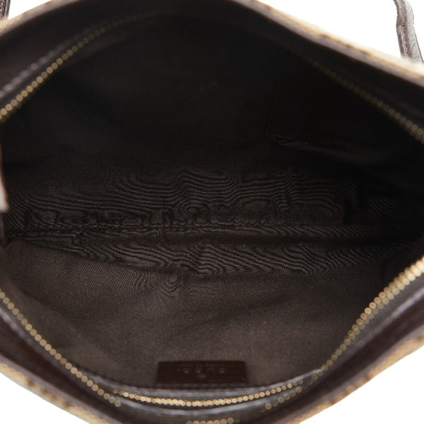 グッチ GGキャンバス ホースビット シェリーライン 斜め掛け ショルダーバッグ 141506 ベージュ ブラウン キャンバス レザー レディース GUCCI 【中古】