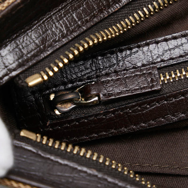 グッチ GGキャンバス ホースビット シェリーライン 斜め掛け ショルダーバッグ 141506 ベージュ ブラウン キャンバス レザー レディース GUCCI 【中古】