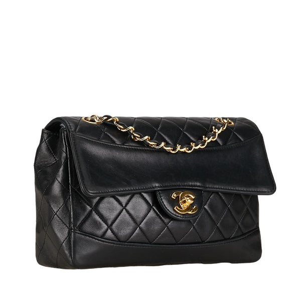シャネル マトラッセ23 ココマーク シングルフラップ チェーン ショルダーバッグ ブラック ラムスキン レディース CHANEL 【中古】