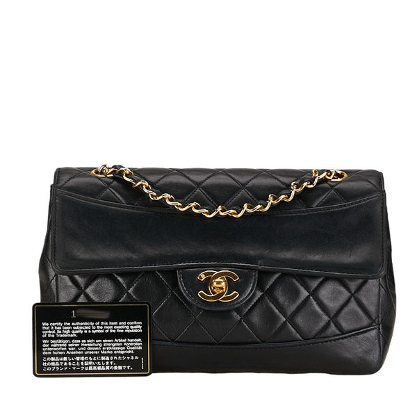 シャネル マトラッセ23 ココマーク シングルフラップ チェーン ショルダーバッグ ブラック ラムスキン レディース CHANEL 【中古】