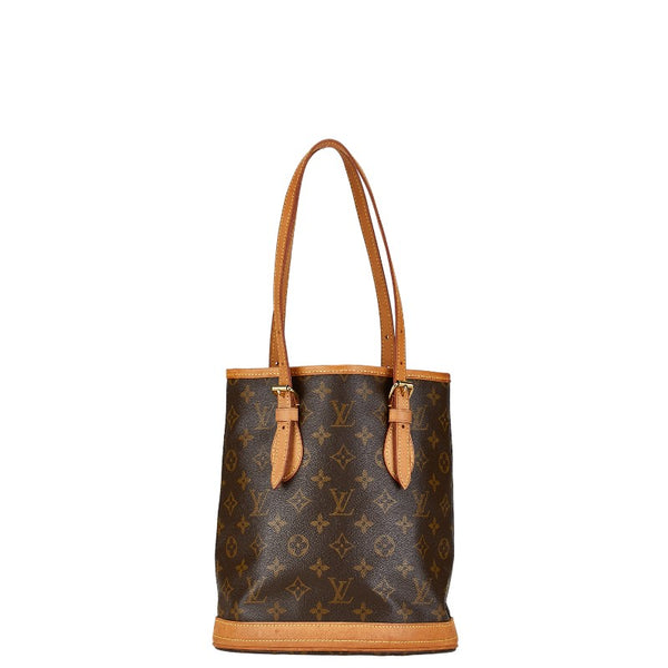 ルイ ヴィトン モノグラム プチ バケットPM トートバッグ ショルダーバッグ M42238 ブラウン PVC レザー レディース LOUIS VUITTON 【中古】