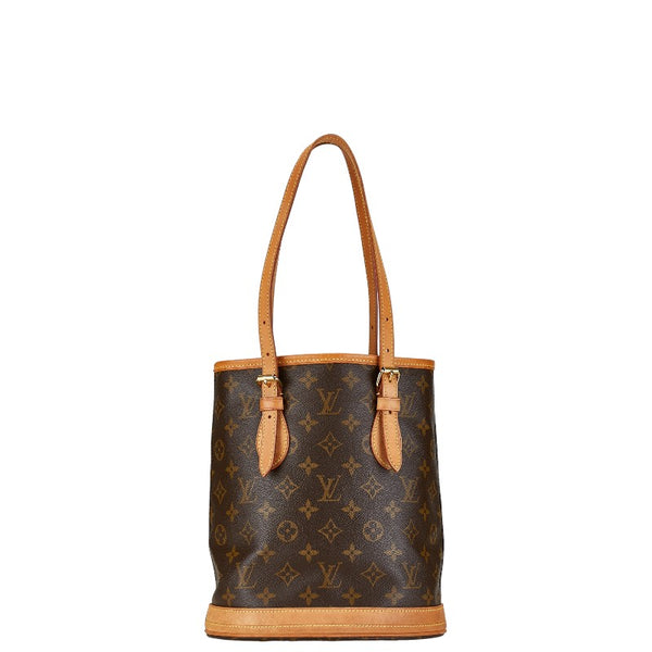ルイ ヴィトン モノグラム プチ バケットPM トートバッグ ショルダーバッグ M42238 ブラウン PVC レザー レディース LOUIS VUITTON 【中古】