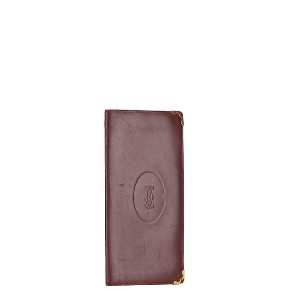 カルティエ マストライン 長財布 ロングウォレット ボルドー ワインレッド レザー レディース CARTIER 【中古】