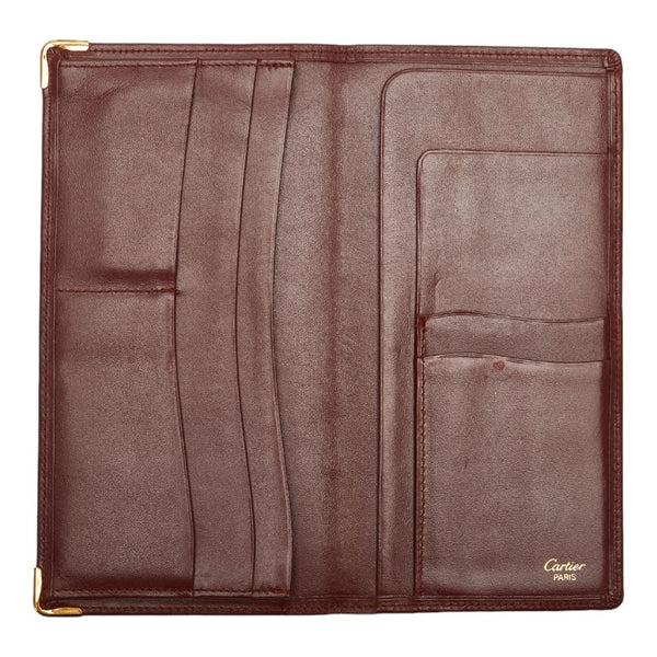 カルティエ マストライン 長財布 ロングウォレット ボルドー ワインレッド レザー レディース CARTIER 【中古】