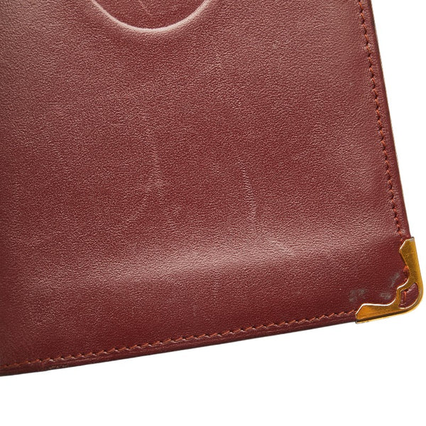 カルティエ マストライン 長財布 ロングウォレット ボルドー ワインレッド レザー レディース CARTIER 【中古】