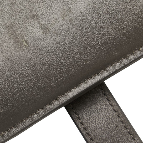 セリーヌ ラージ ストラップウォレット 長財布 グレー レザー レディース CELINE 【中古】