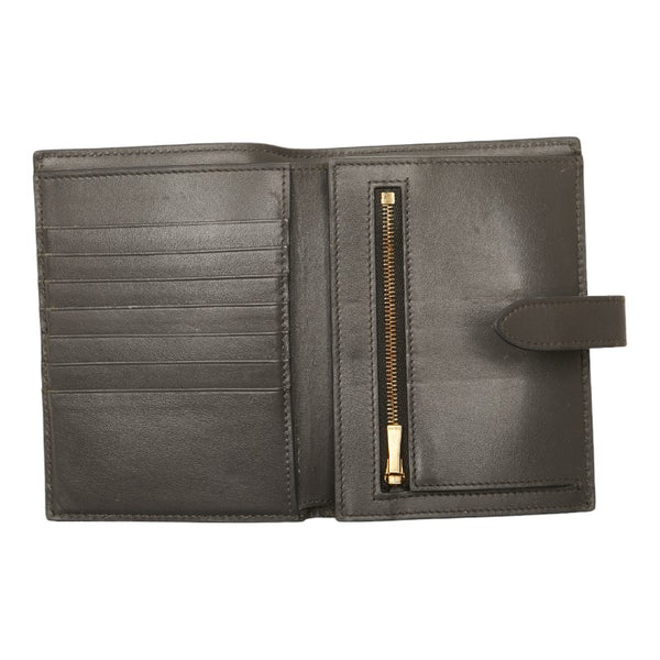 セリーヌ ラージ ストラップウォレット 長財布 グレー レザー レディース CELINE 【中古】