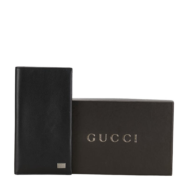 グッチ ロゴ 長財布 120959 ブラック レザー レディース GUCCI 【中古】