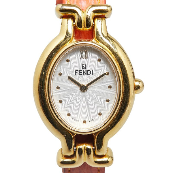 フェンディ カメレオン チェンジベルト8色 腕時計 640L クオーツ ホワイト文字盤 メッキ レザー レディース FENDI 【中古】