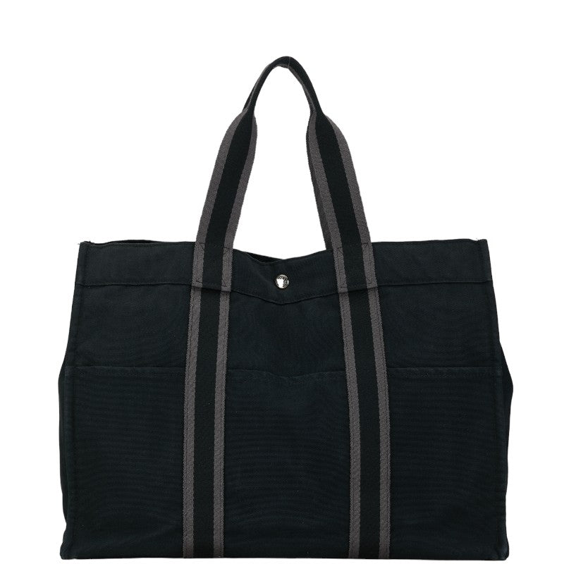 エルメス フールトゥGM ハンドバッグ トートバッグ ブラック キャンバス レディース HERMES 【中古】