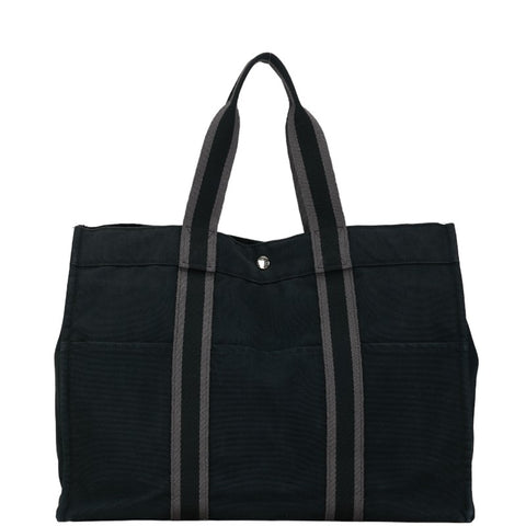 エルメス フールトゥGM ハンドバッグ トートバッグ ブラック キャンバス レディース HERMES 【中古】