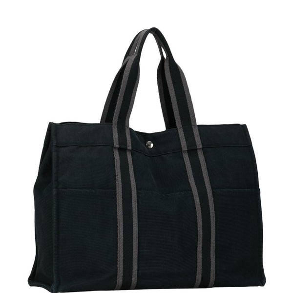 エルメス フールトゥGM ハンドバッグ トートバッグ ブラック キャンバス レディース HERMES 【中古】