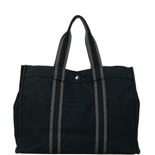 エルメス フールトゥGM ハンドバッグ トートバッグ ブラック キャンバス レディース HERMES 【中古】