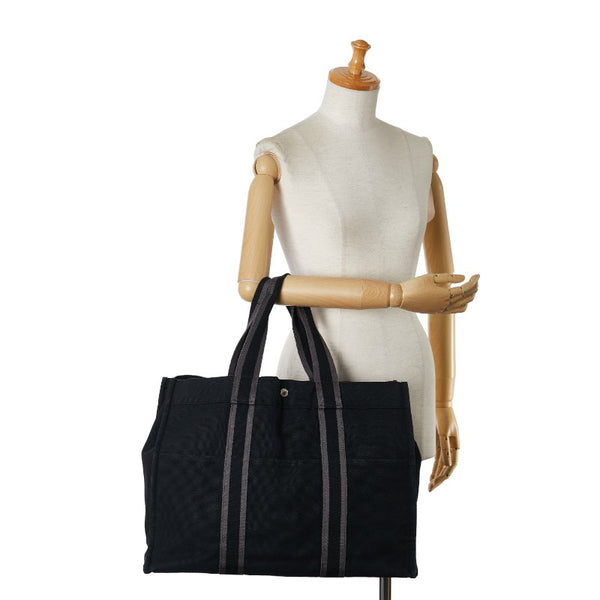 エルメス フールトゥGM ハンドバッグ トートバッグ ブラック キャンバス レディース HERMES 【中古】